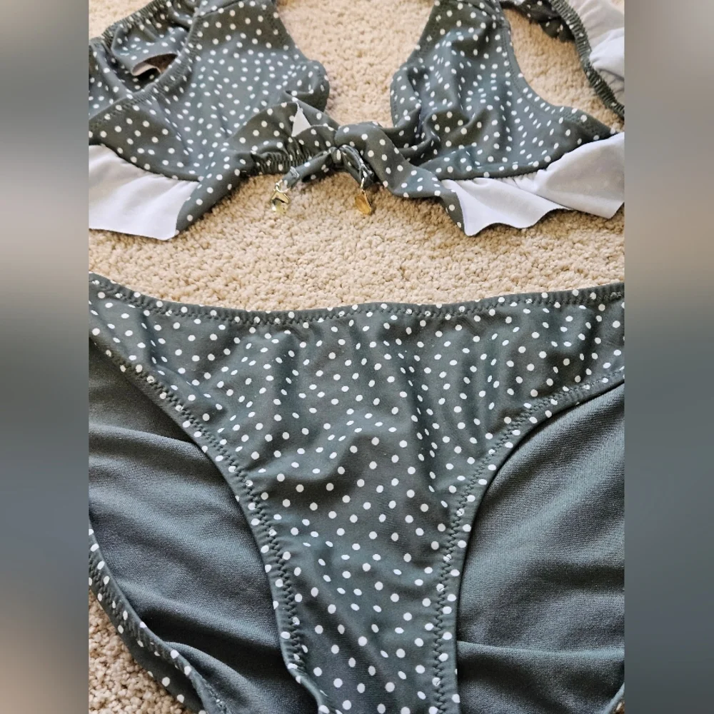 Girl's floral polka dot swimming suit and flower bikini bundle